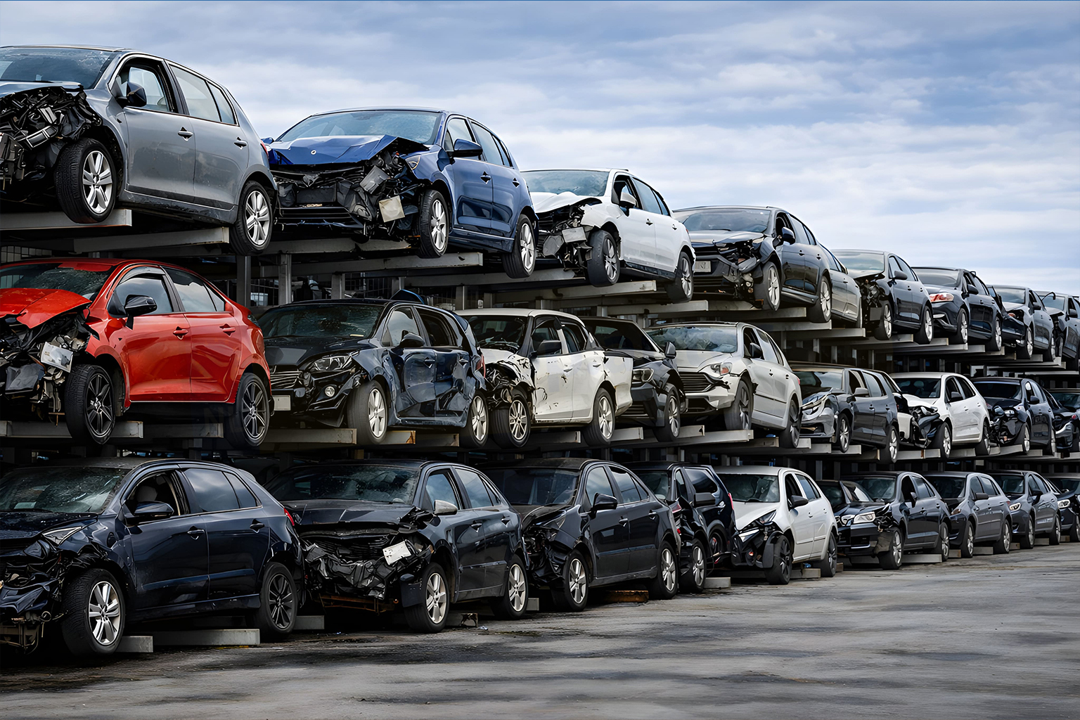 Auto Recycling takelwagen met BMW op laadplatform